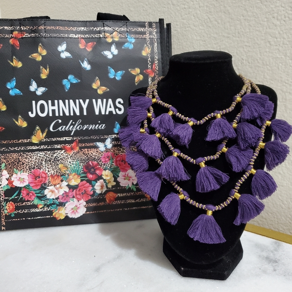NEW Johnny Was Boho Purple Tassels Brass Hardware New With Tags Giftable
